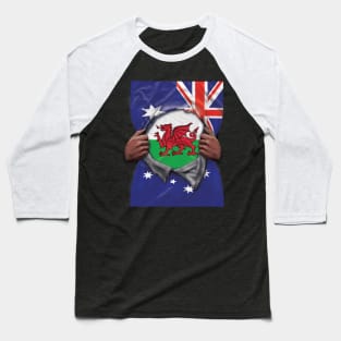 Wales Flag Australian Flag Ripped - Gift for Welsh From Wales Baseball T-Shirt